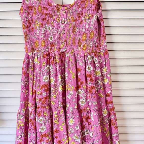 Japna Dresses & Skirts - Japna Charming Pink Floral Smocked Sundress Size S